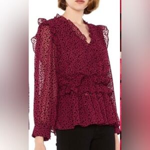 Misa Los Angeles Daphne Star Blouse Chiffon ruffle Top